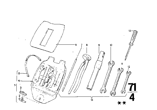 1972 BMW Bavaria Tool Kit / Lifting Jack Diagram 4