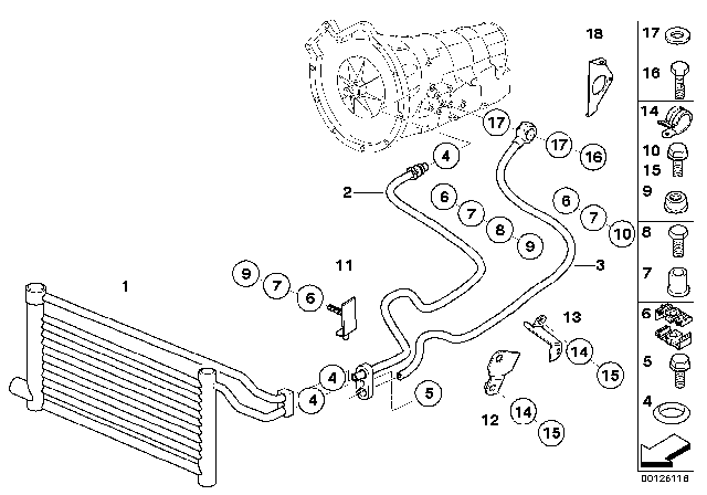 2003 BMW Alpina V8 Roadster Oil Cooling Pipe Outlet Diagram for 17228022553