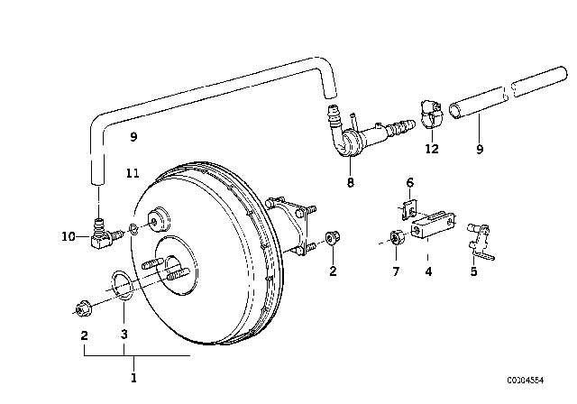 1992 BMW 525i Power Brake Unit Depression Diagram