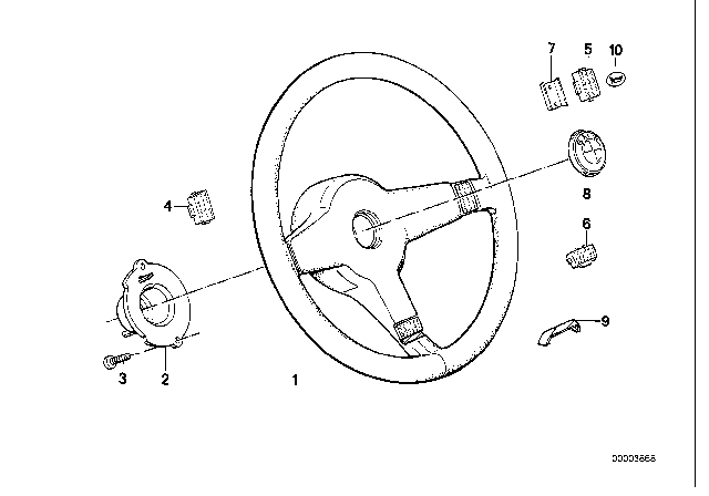 1991 BMW 325i Sports Steering Wheel Diagram 2