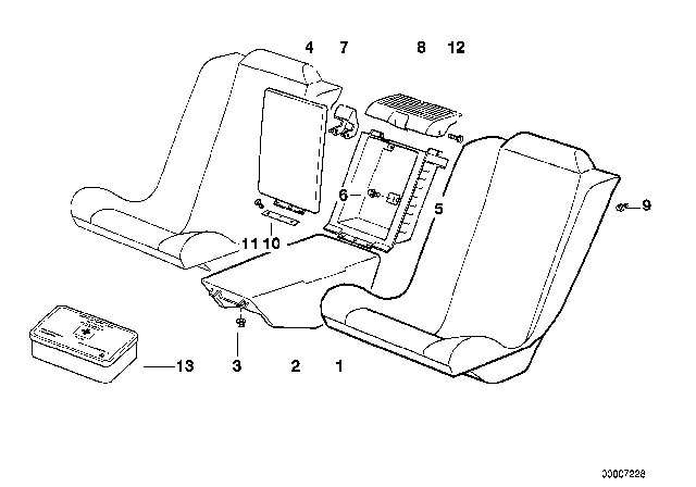 1993 BMW 850Ci Rear Seat Parts Diagram