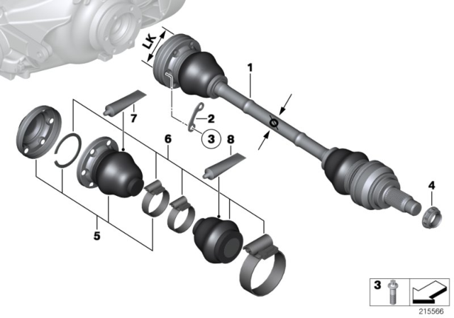 2014 BMW X6 M Cv Axle Assembly Rear Left Diagram for 33207607922