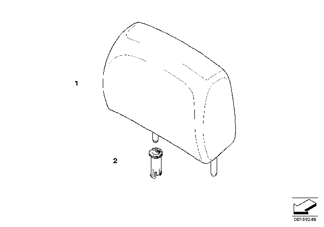 2012 BMW 328i Rear Seat Head Restraint Diagram