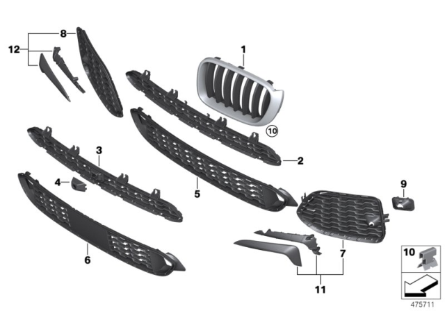 2018 BMW X4 M Trim Panel, Trim Elements Diagram