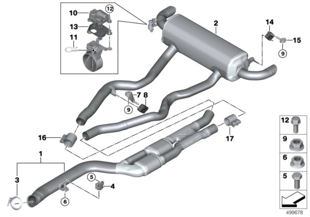 2020 BMW M340i xDrive REAR MUFFLER WITH EXHAUST FL Diagram for 18308743651