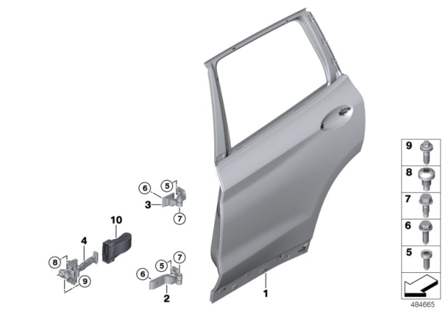 2019 BMW X4 Hinge, Rear Door, Upper, Left Diagram for 41007495991