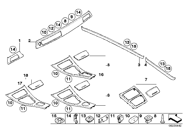 2011 BMW 328i Fine Wood Trim Diagram 1