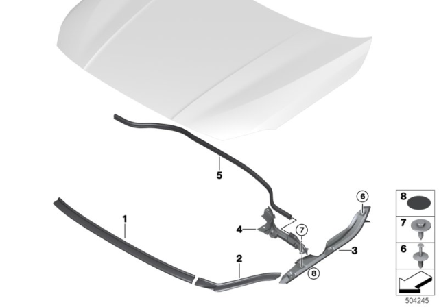 2020 BMW 228i xDrive Gran Coupe Bonnet Seals Diagram