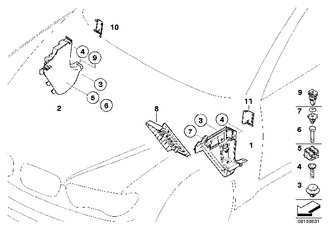 2007 BMW 760Li Trim Panel Leg Room Diagram 2