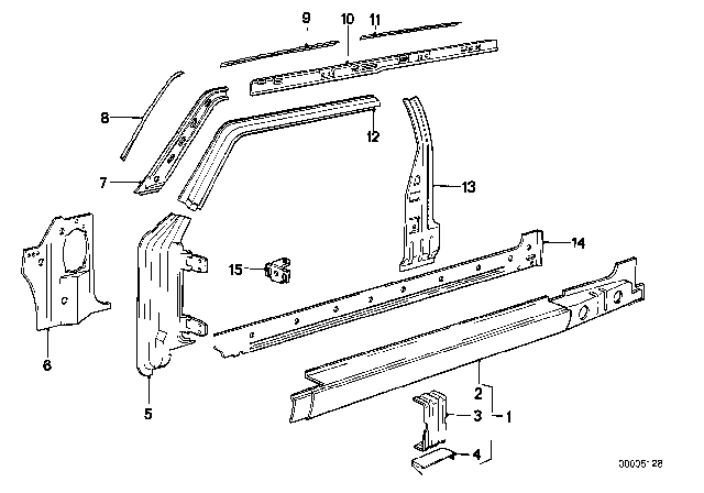 1981 BMW 320i Single Components For Body-Side Frame Diagram