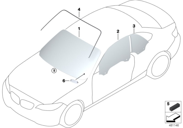 2015 BMW M235i Glazing Diagram