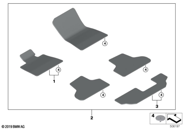 2020 BMW X5 Floor Mat, Driver Side Diagram for 51477941083