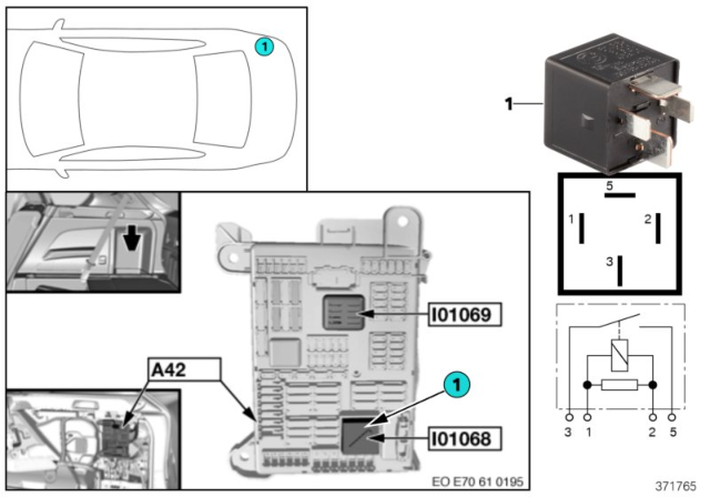 2009 BMW X5 Relay, Terminal Diagram