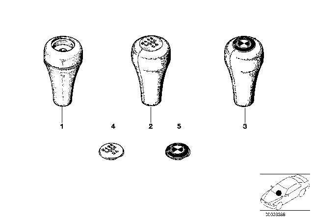 1983 BMW 320i Gear Shift Knobs Diagram