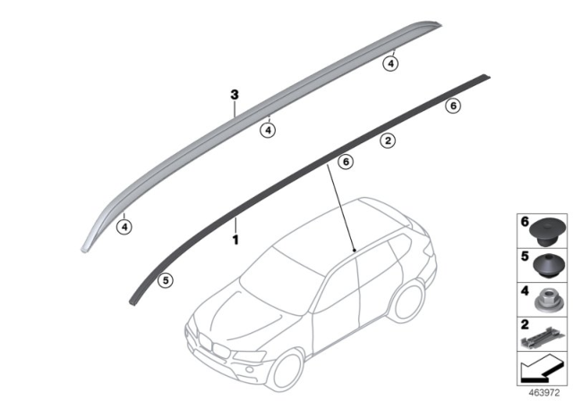 2013 BMW X3 Roof Moulding Right Diagram for 51137206132