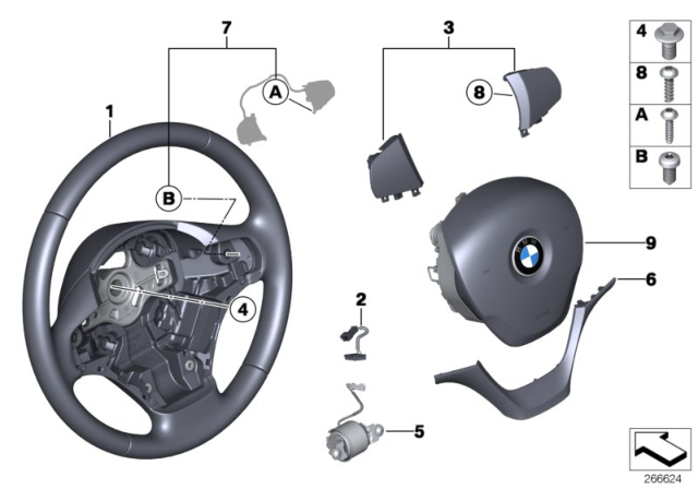 2016 BMW 328i GT xDrive Steering Wheel, Leather Diagram