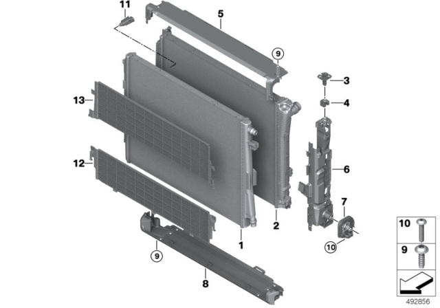 2019 BMW 330i xDrive Radiator Mounting Parts Diagram