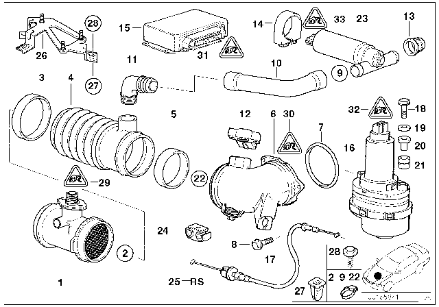 1995 BMW 840Ci Repair Kit Throttle-Valve Actuator Diagram for 35411161430