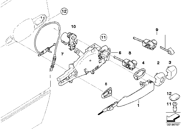 2012 BMW X6 Locking System, Door Diagram 1