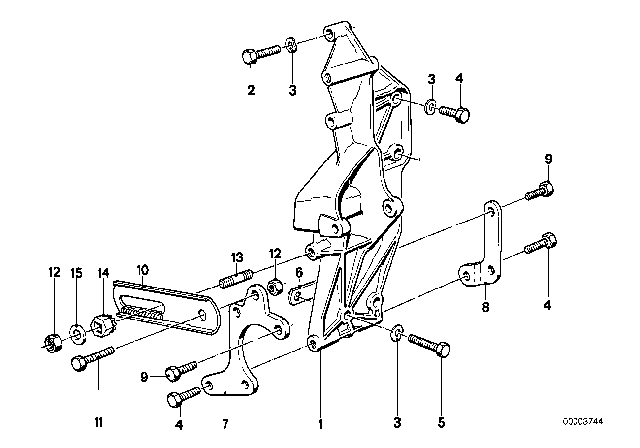 1984 BMW 733i Supporting Bracket Diagram for 12311277342
