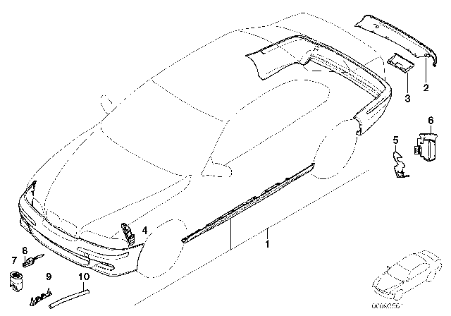 2002 BMW 325i Retrofit Kit M Aerodyn. Package Diagram for 51710139649