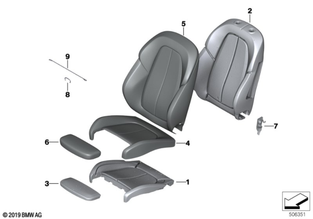2020 BMW M235i xDrive Gran Coupe LEATHER COVER SPORT BACKREST Diagram for 52109108500