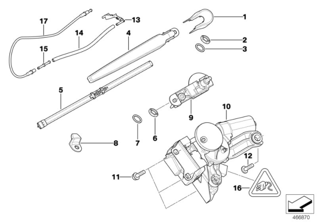 2012 BMW 328i Single Parts For Rear Window Wiper Diagram