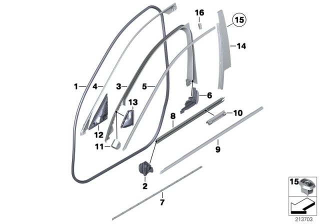 2016 BMW 528i xDrive Trims And Seals, Door Diagram 1