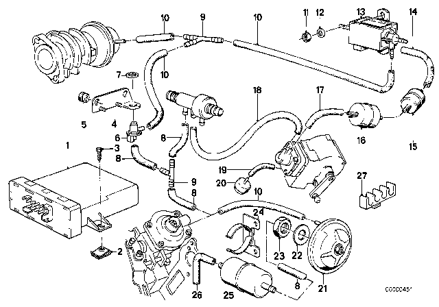 1986 BMW 524td Vacuum Control - AGR Diagram