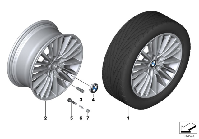 2014 BMW 535i xDrive BMW LA Wheel, Multi-Spoke Diagram 3