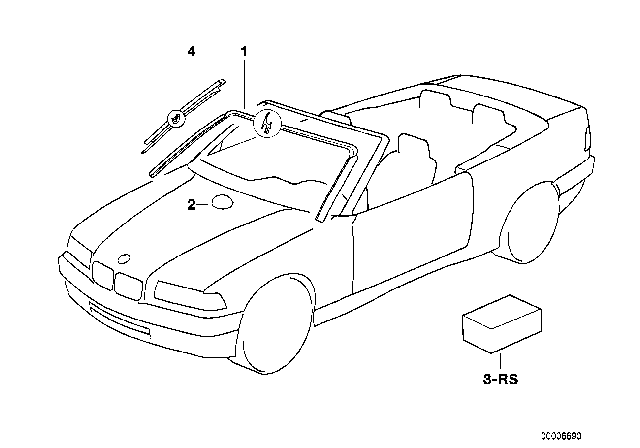1998 BMW 323i Glazing, Mounting Parts Diagram