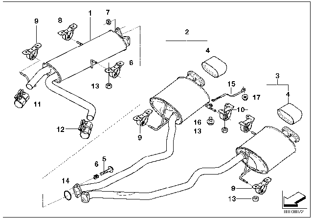 2003 BMW X5 Rear Muffler Left Diagram for 18107512700