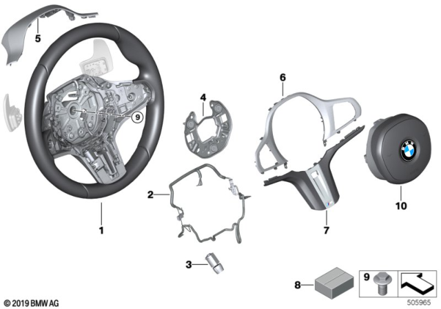 2020 BMW M340i xDrive M Sports Steering Wheel, Airbag Diagram