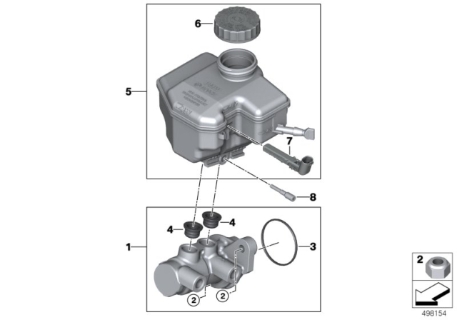 2020 BMW 330i M Performance Tandem Brake Master Cylinder Diagram