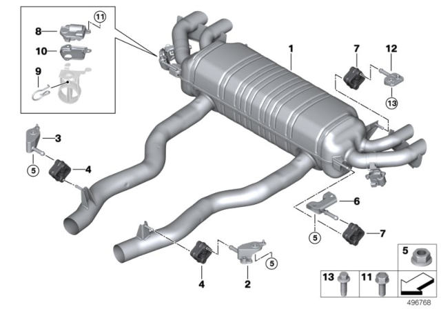 2020 BMW M760i xDrive REAR MUFFLER WITH EXHAUST FL Diagram for 18308485813