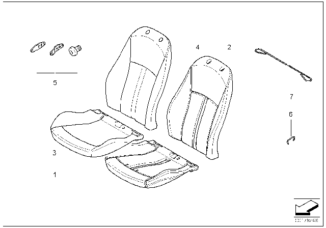 2003 BMW Z4 Backrest Upholstery Diagram for 52107053807