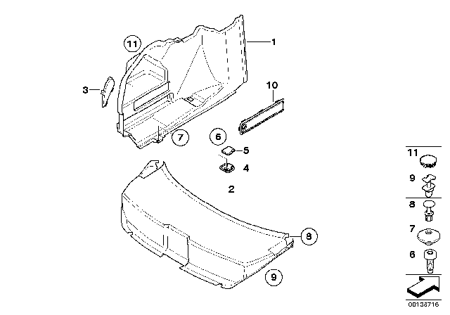 2005 BMW 645Ci Luggage Compartment - Tailgate / Boot Trim Diagram