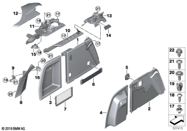 2020 BMW X4 M Lateral Trim Panel Diagram