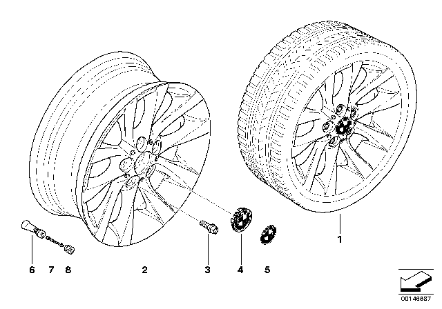 2013 BMW 128i BMW Alloy Wheel M V-Spoke Diagram