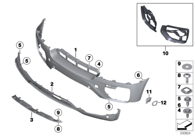 2008 BMW X6 Panel, Bumper, Primed, Front Diagram for 51117052398