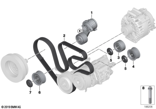 2010 BMW X6 Belt Drive-Alternator / AC / Power Steering Diagram