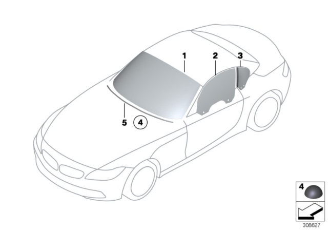 2016 BMW Z4 Glazing Diagram