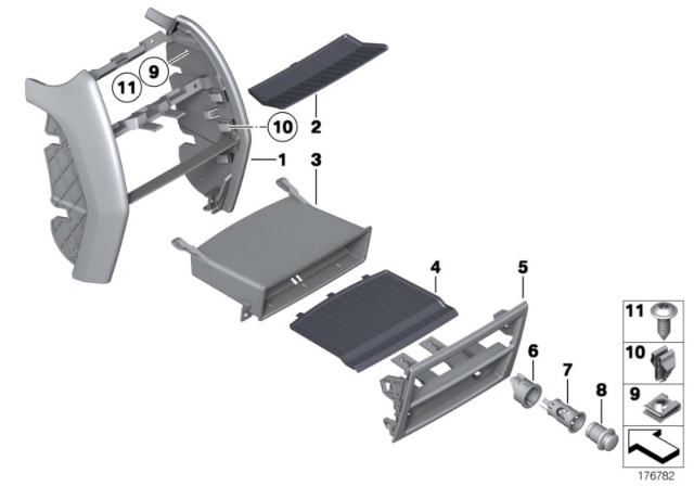 2011 BMW 750i Mounting Parts, Centre Console, Rear Diagram