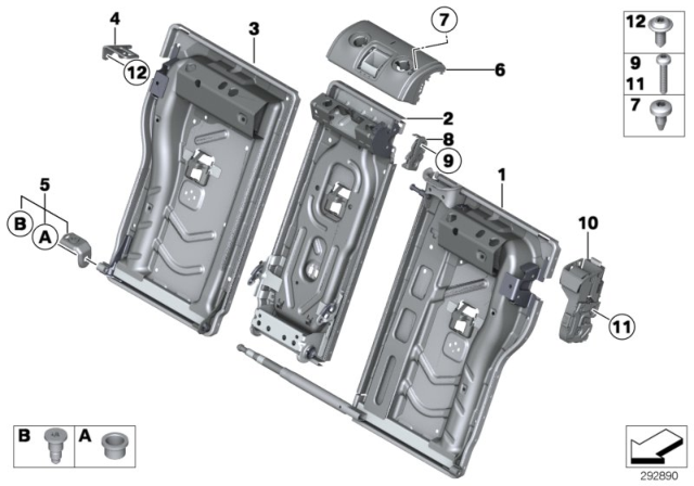 2016 BMW 428i Gran Coupe Seat, Rear, Seat Frame Diagram 2