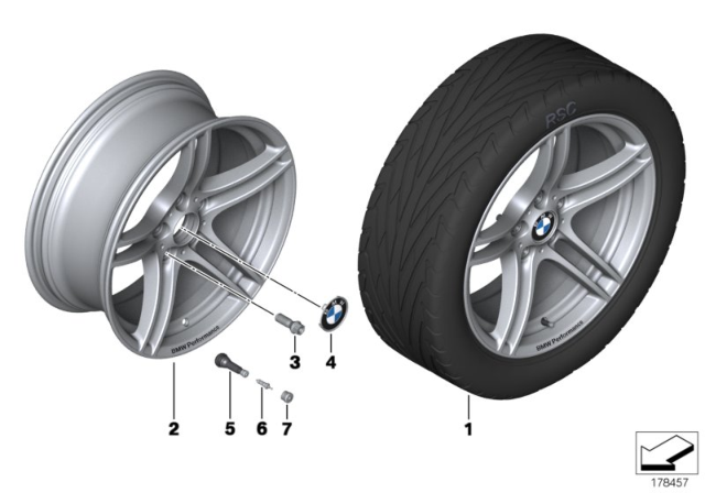 2007 BMW 328i BMW Performance LA wheel, Double Spoke Diagram 1