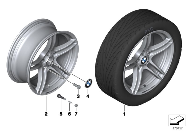 2011 BMW 135i BMW Performance LA wheel, Double Spoke Diagram 1