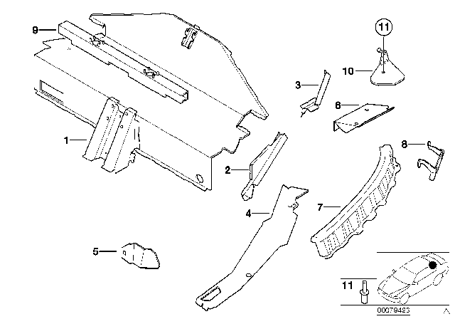 2001 BMW Z8 End Support,Folding Top Compartm.Right Diagram for 41137006228