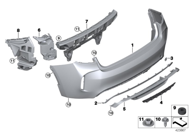2015 BMW X6 M Trim Panel, Bumper, Rear, Bottom Diagram for 51128056471