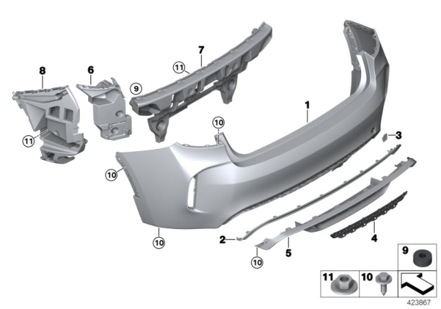 2015 BMW X6 M Grille, Bumper, Rear Diagram for 51128060000