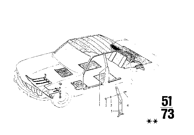 1974 BMW 3.0S Trim Panel Diagram 1